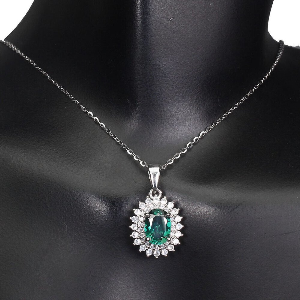Green White Topaz 925 Sterling Silver Necklace